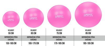 Gymnastický míč LIFEFIT ANTI-BURST 65 cm, růžový, 65 cm, růžová - 2
